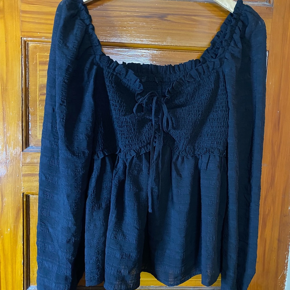 Plus size sweetheart black gingham top 0X (forever 21)